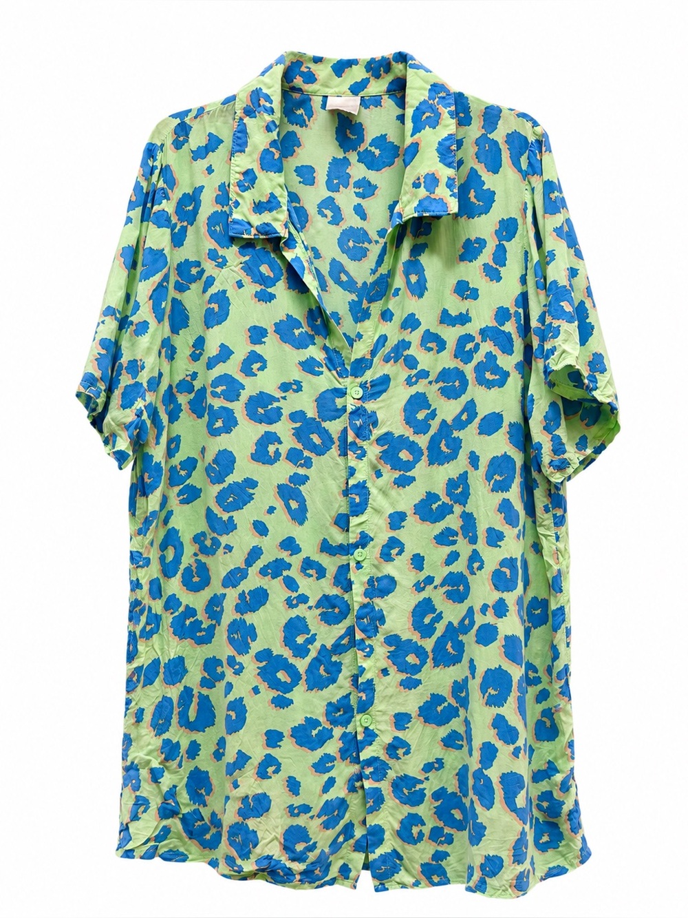Xhilaration Blue Leopard Print Button-Down Shirt